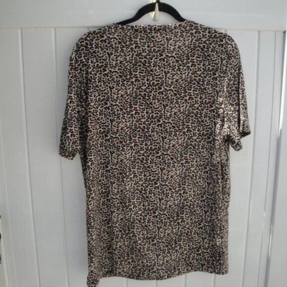 Allegra K Top Women's Size 42=Large Short Sleeve Knit Animal Print - Picture 3 of 3